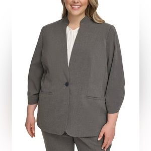 Calvin Klein Plus Size Pinstriped One-Button Jacket